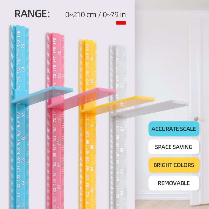 SNOPARD Store Growth Chart, Baby Height Chart,Spliced Height Ruler, Kids Height Measurement for Wall Sticker, Sliding Measuring Ruler for Nursery School Clinic with High Precision,79 inch (Pink) - Image 2